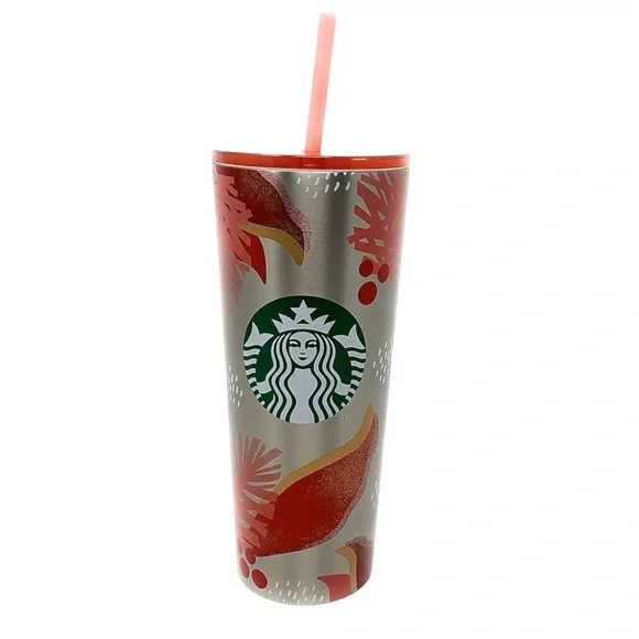 Starbucks 2019 Holiday Mistletoe Red/Pink Metal Tumbler - Picture 1 of 12